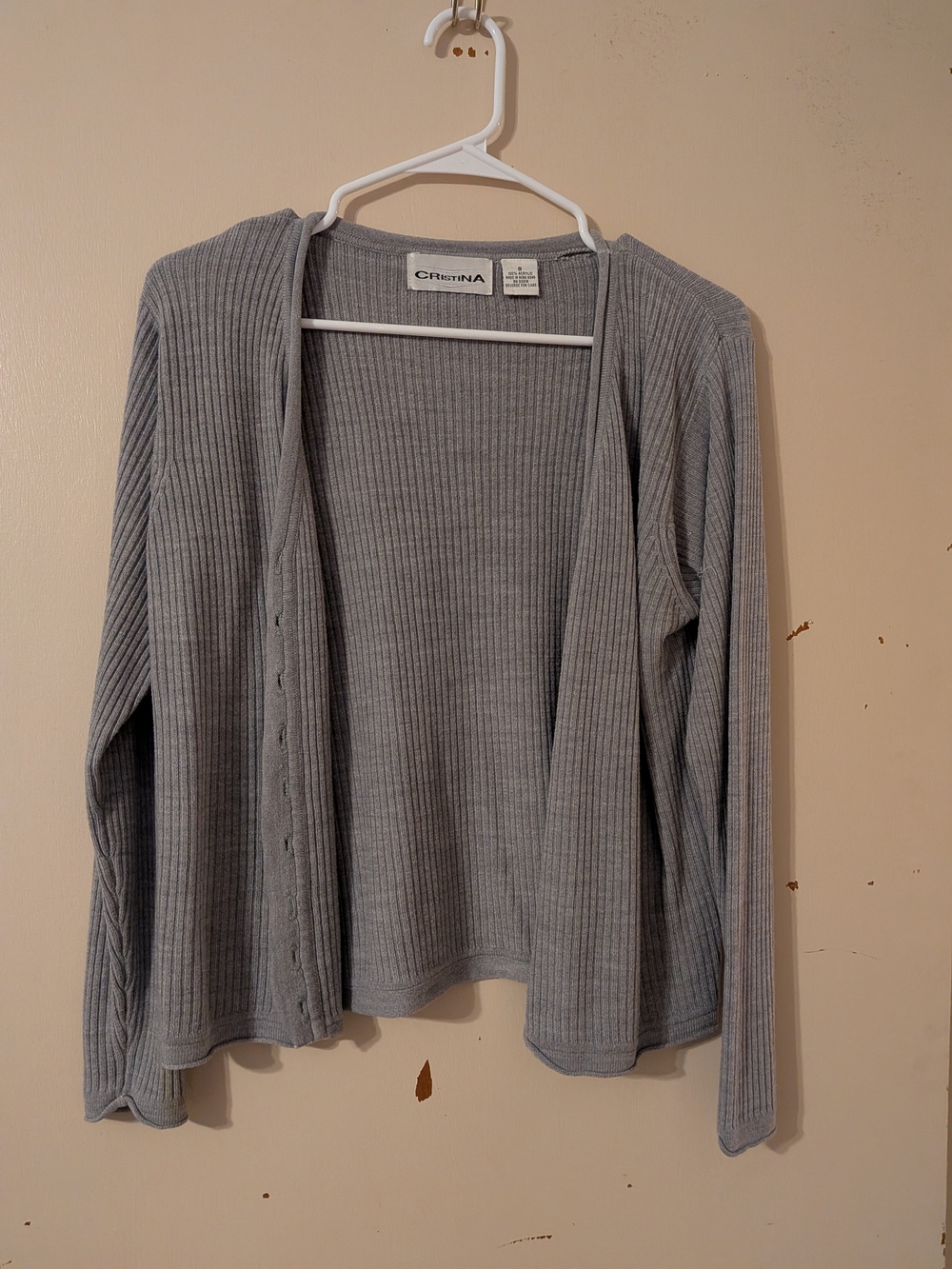 Christina Light Gray Ribbed Open-Front Cardigan